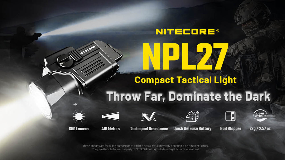 NITECORE Compact Tactical Rechargable Weapon Light (650 Lumens, 410M)