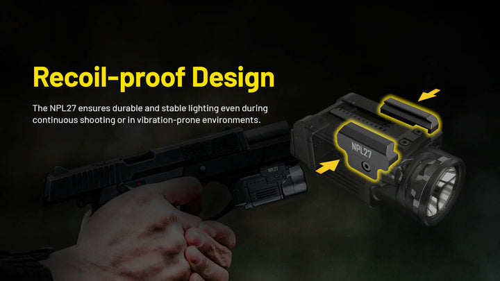 NITECORE Compact Tactical Rechargable Weapon Light (650 Lumens, 410M)