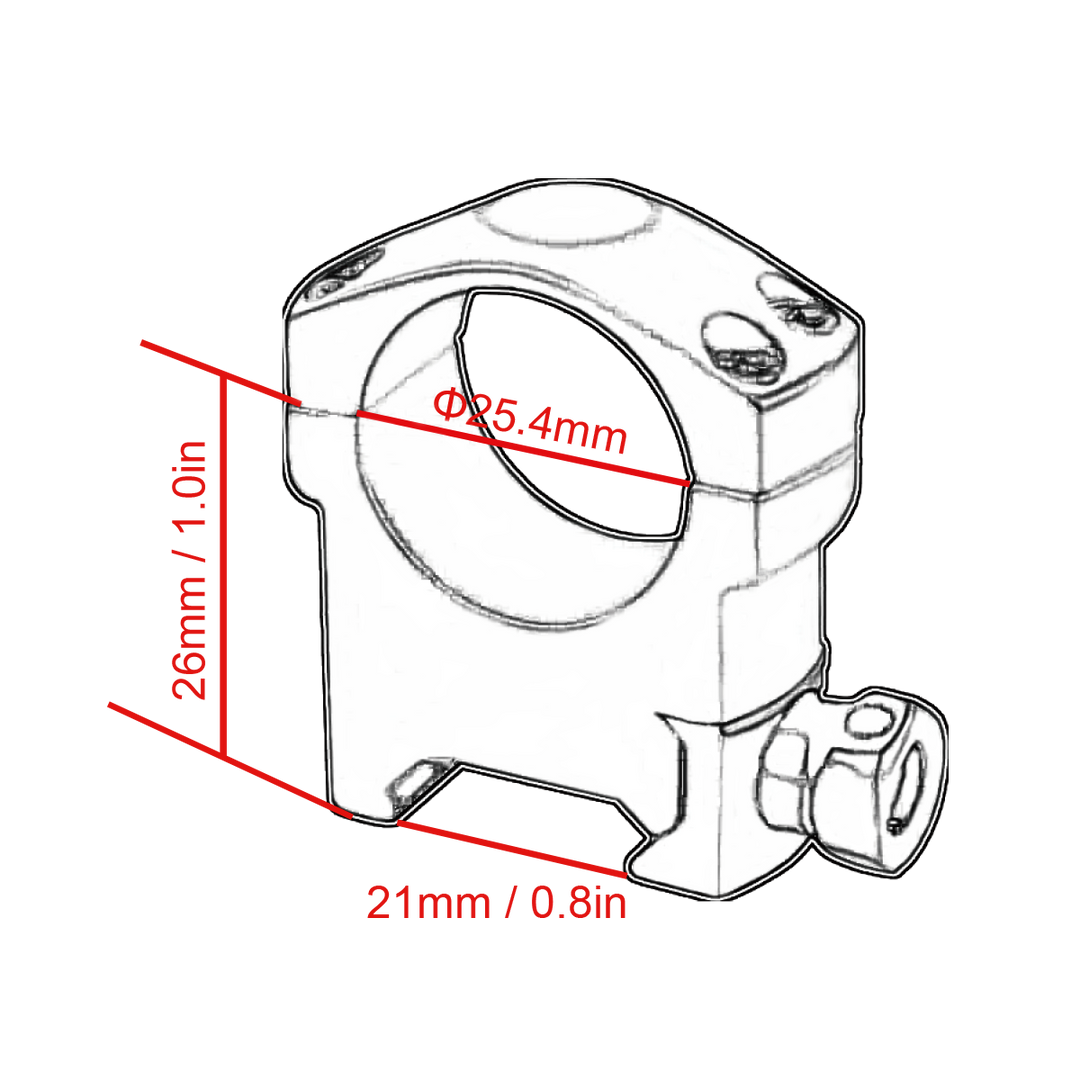 25.4mm 1" Medium Profile Scope Weaver Ring