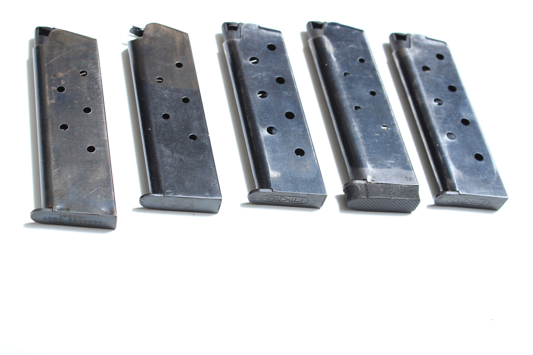 5 Pack Misc 1911 7 Shot 45ACP Stainless Steel Magazine (Used - Good Condition)