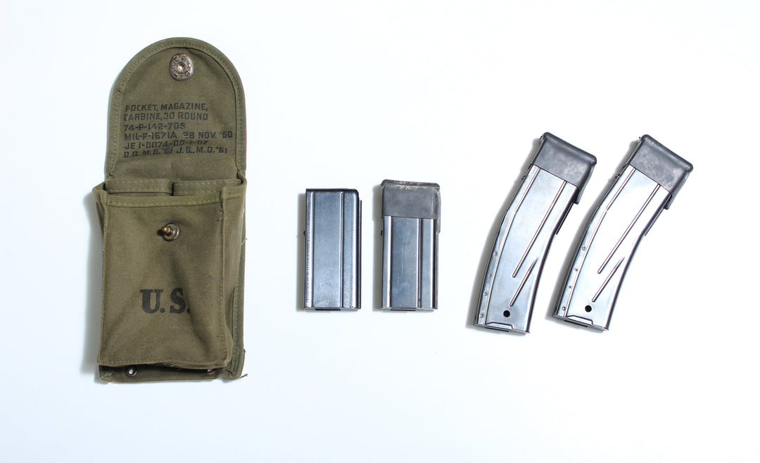 RARE M1 30CAL Carbine 2 x 30 Shot & 2 x 15 Shot Magazines + Un-issued Pouch Bundle