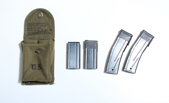 RARE M1 30CAL Carbine 2 x 30 Shot & 2 x 15 Shot Magazines + Un-issued Pouch Bundle