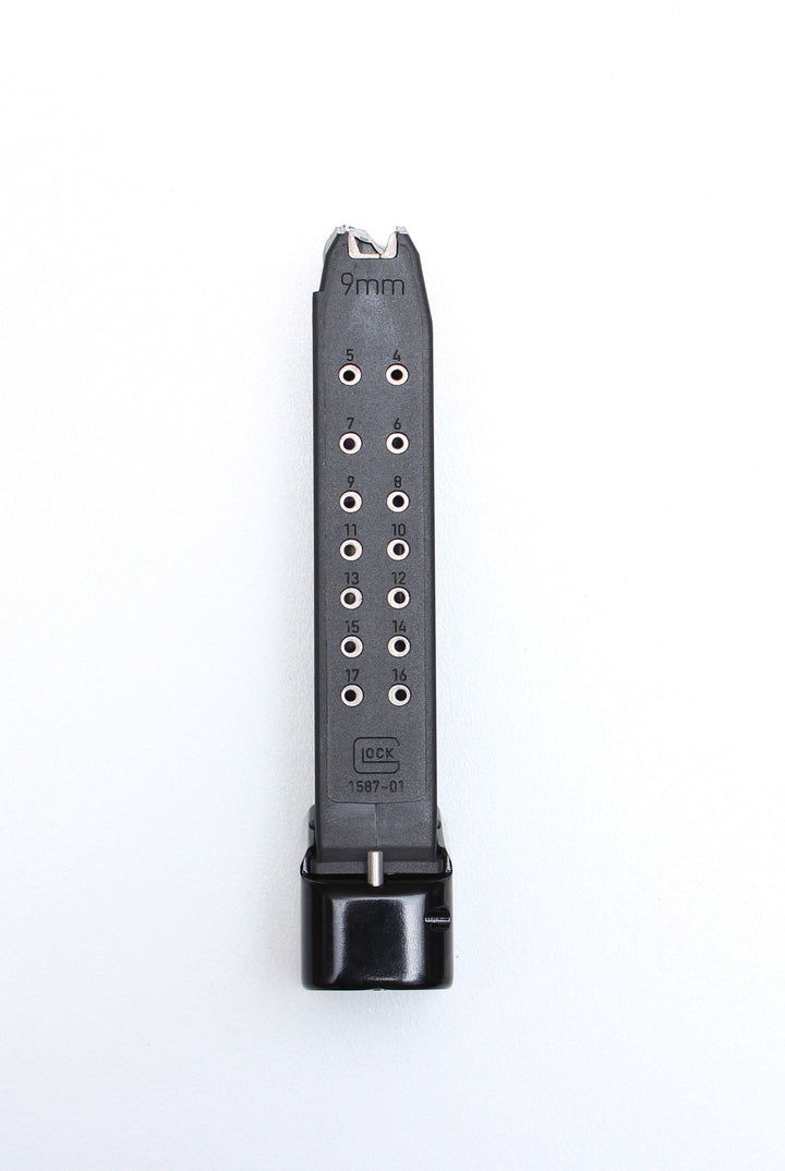 Glock 17/ 34 20 Round 9mm High Capacity Magazine (Used) Black, Blue and Red