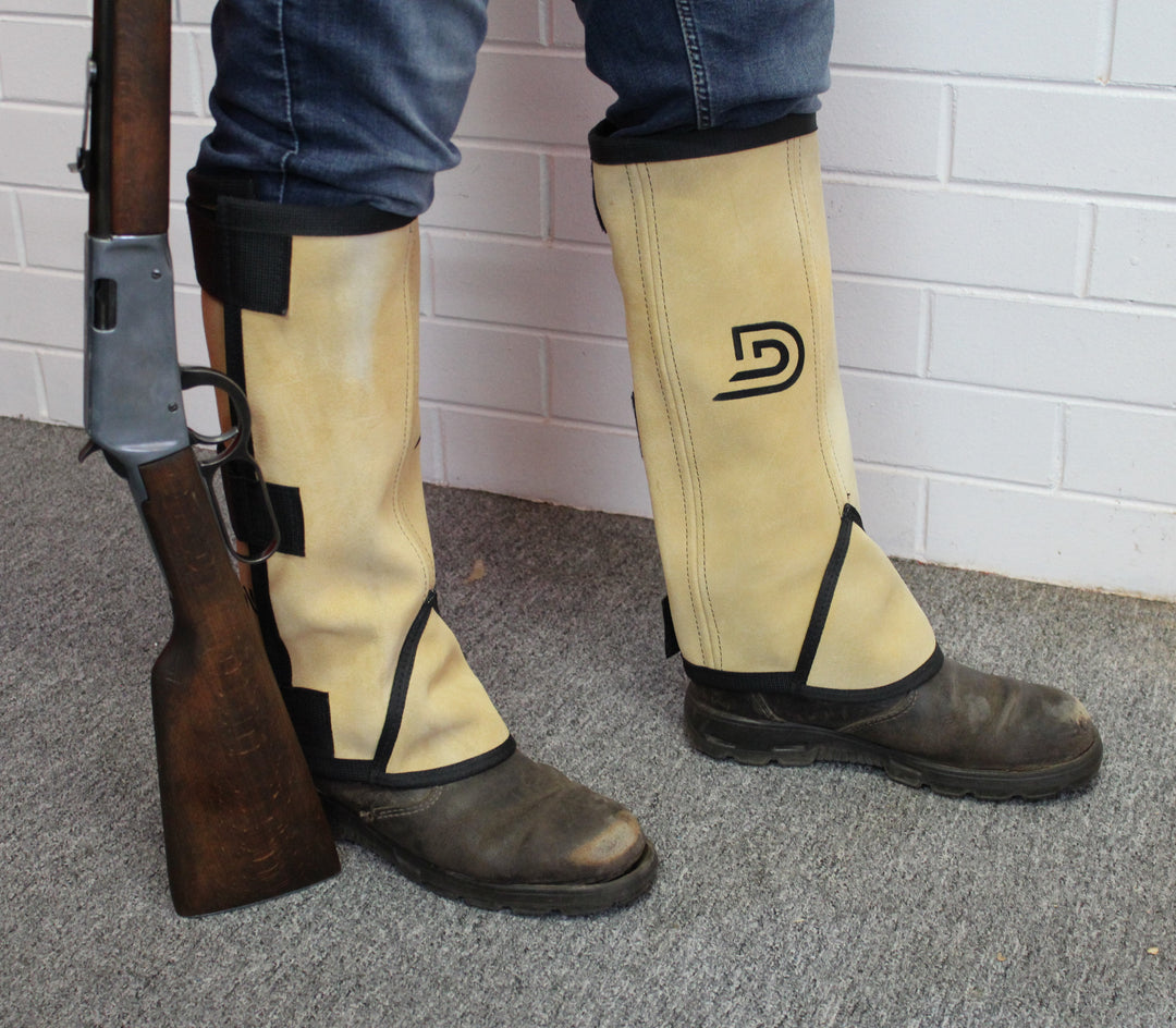 Tan Leather Snake Gaiters