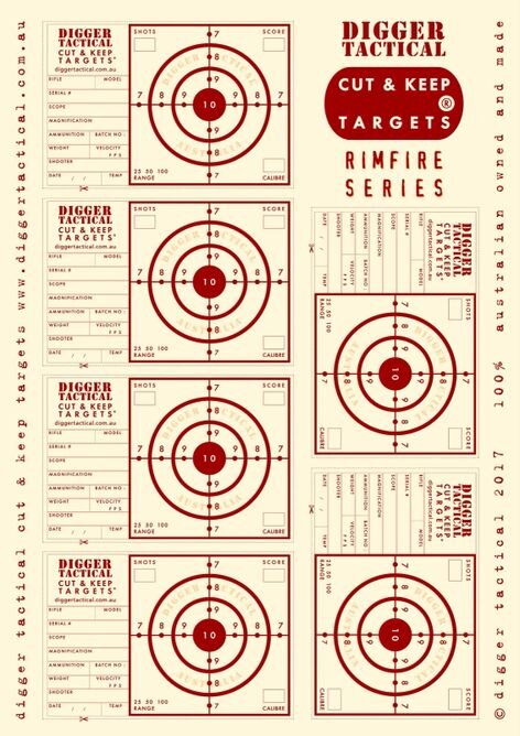 Cut & Keep Rimfire Targets